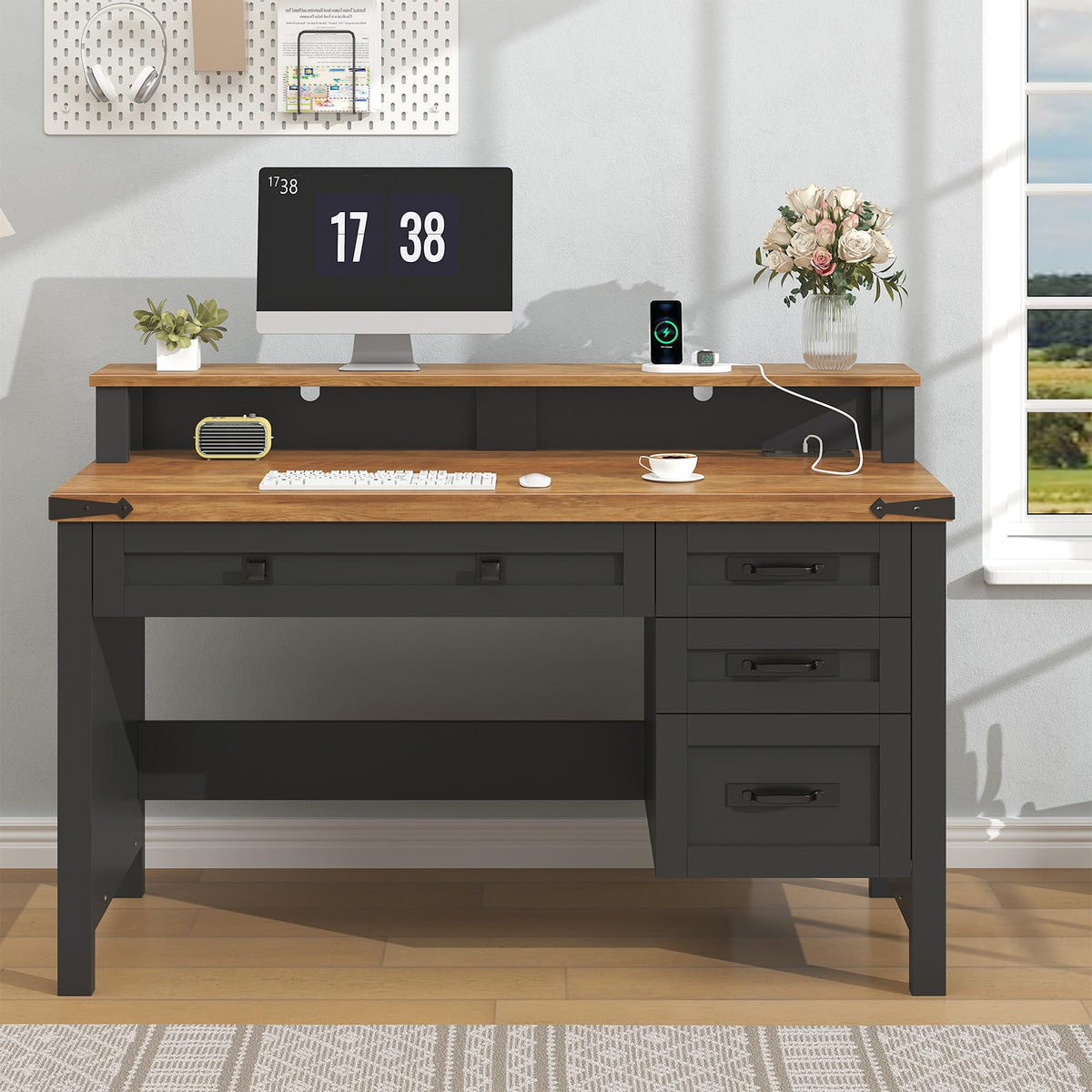 47" Computer Desk with Drawers D25621