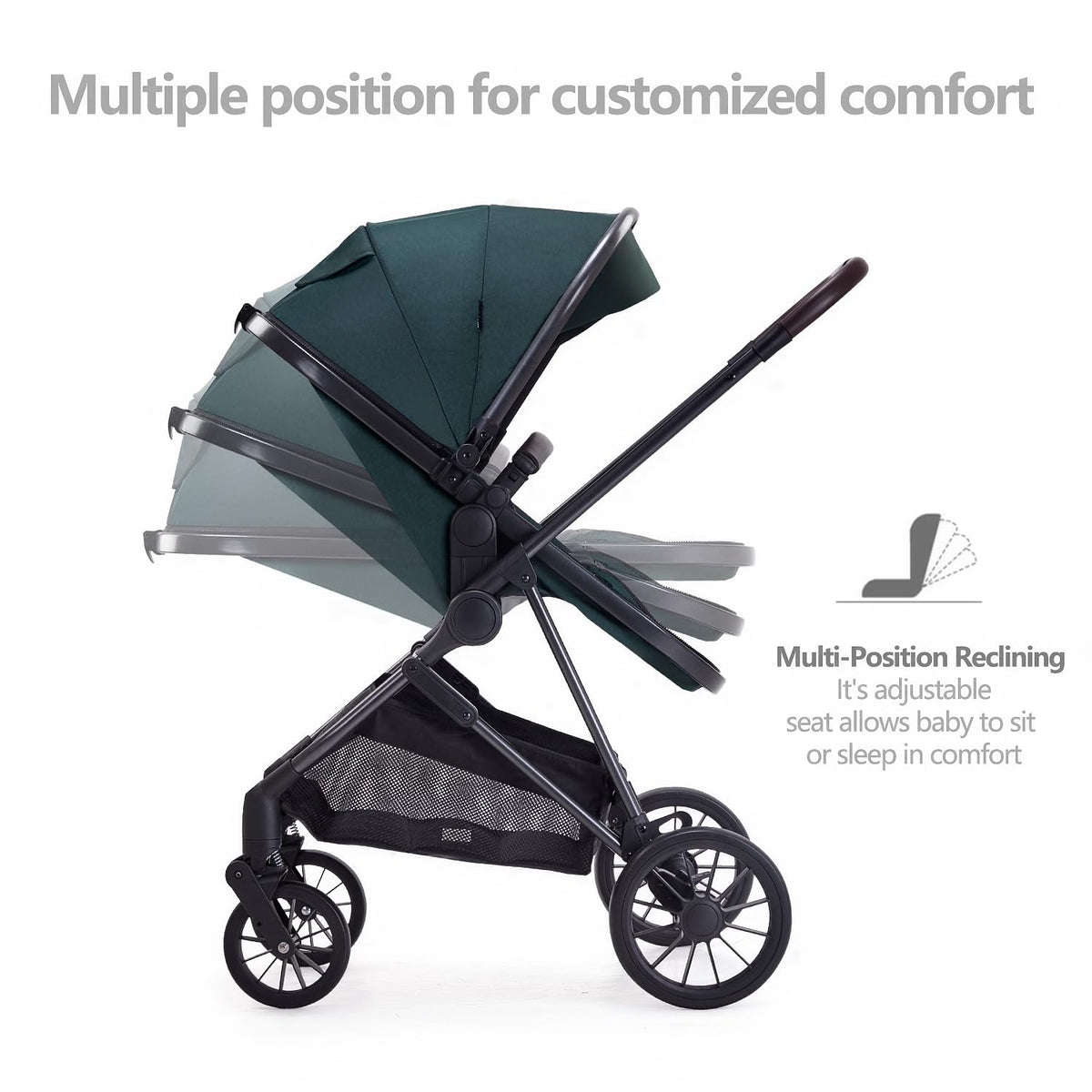 2 in 1 Convertible Reversible Seat Foldable Aluminum Alloy Stroller O32709
