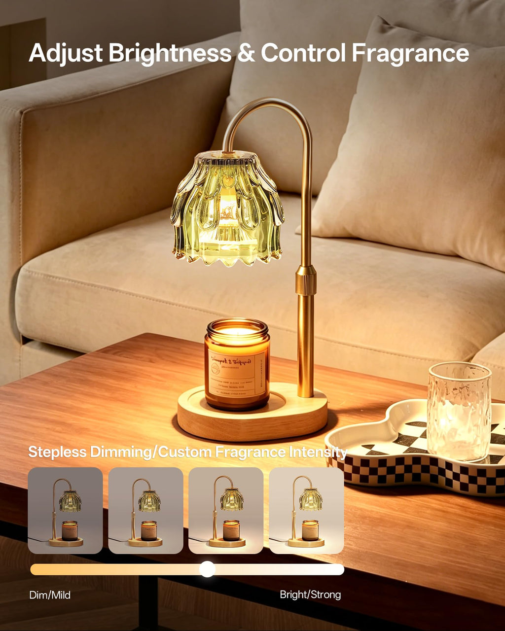 Adjustable Height Green Candle Warmer Lamp U88725