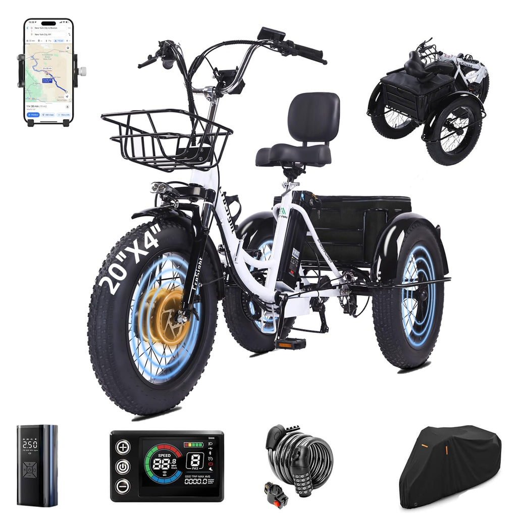 20" Fat Tire Folding Electric Tricycle 750W 48V W6972