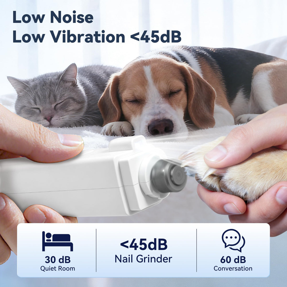 2-in-1 Quiet Electric Pet Nail Clipper & Grinder with Light T911464