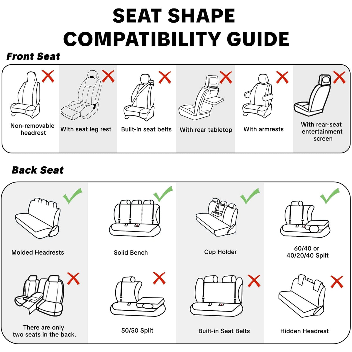 Universal Car Seat Covers Full Set 5 Seats K244