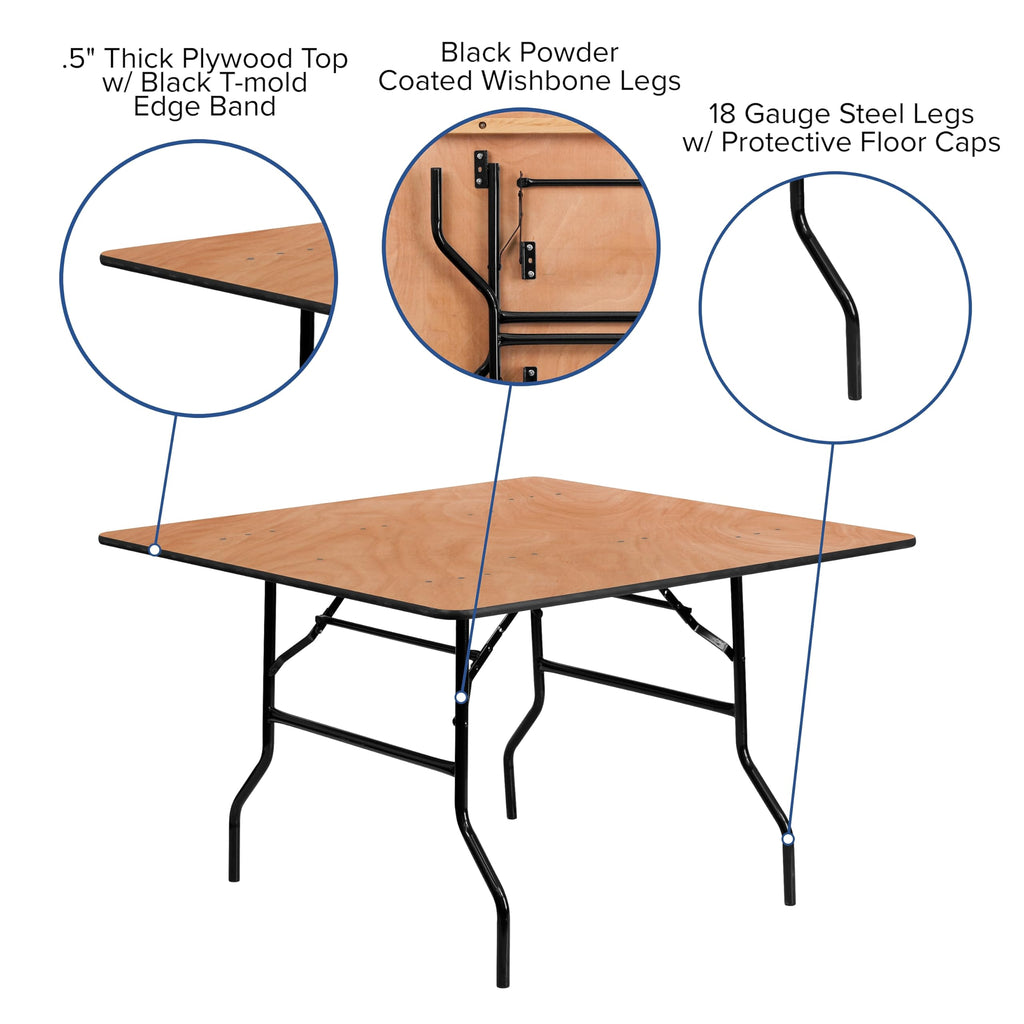 4 ft Wood Folding Square Banquet Table K594229