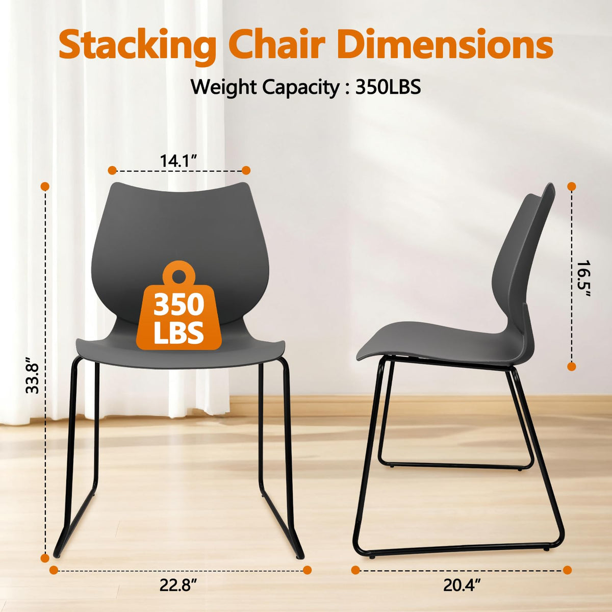 Grey Stacking Plastic Office Chairs Set of 12 X901217