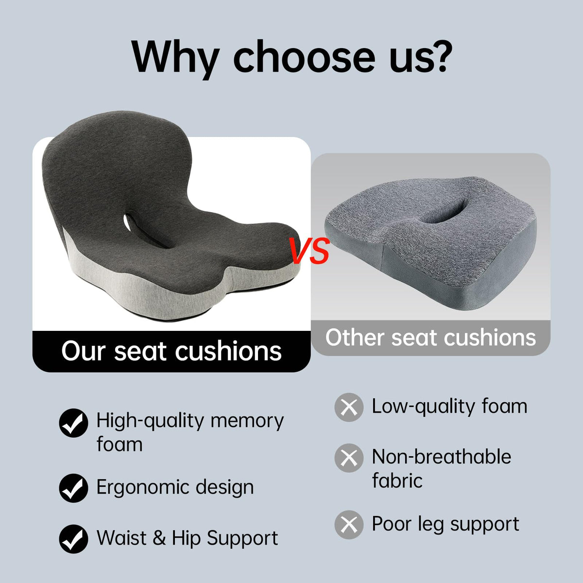 L-Shaped Memory Foam Seat Cushion with Back Support Q8224