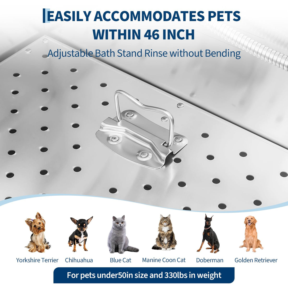 46 Inch Stainless Steel Dog Washing Station with Access Stairs T644821