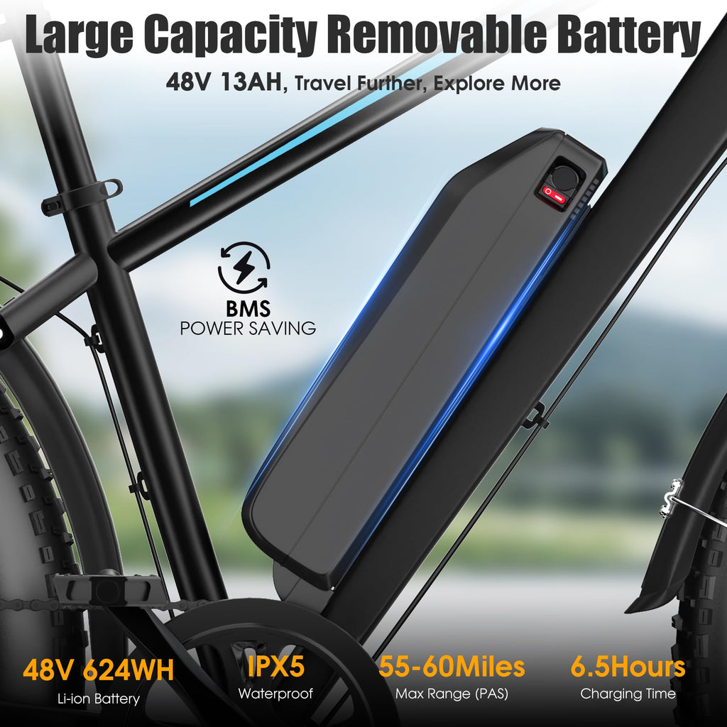1000W 60Miles 26" x 4'' Fat Tire Electric Bike M1042