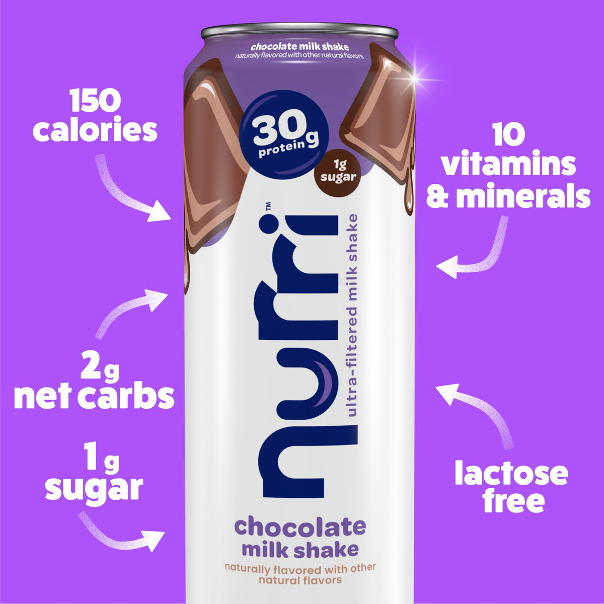 30g Protein Chocolate Lactose Free Milk Shake 12 Cans Q213