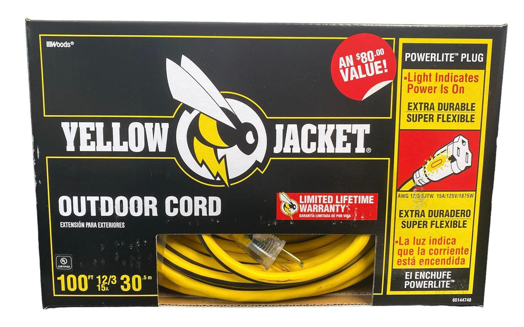 12/3 Heavy-Duty 15-Amp SJTW Extension Cord with Lighted Ends, 100-Feet W23137