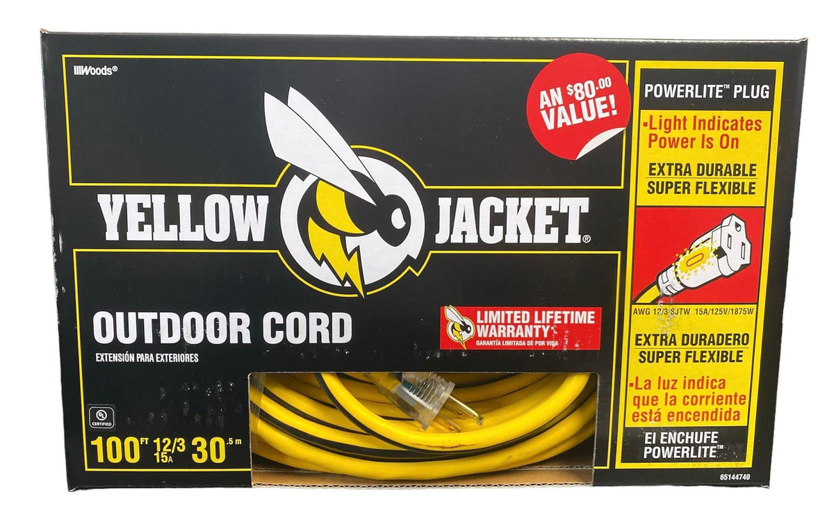 12/3 Heavy-Duty 15-Amp SJTW Extension Cord with Lighted Ends, 100-Feet W23137