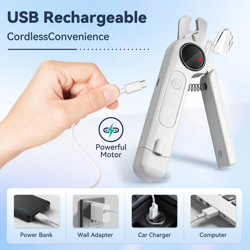 2-in-1 Quiet Electric Pet Nail Clipper & Grinder with Light T911464