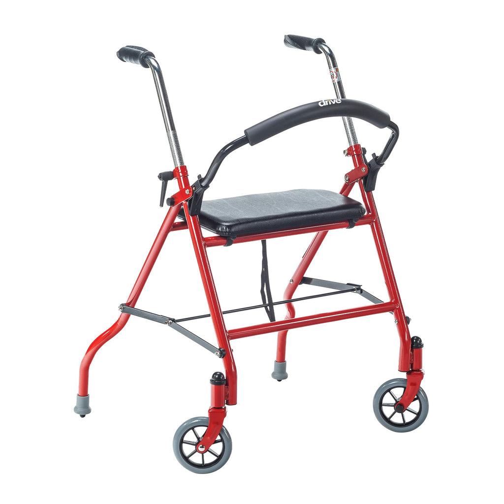 Foldable Rollator Walker with Seat, Red, 1 Count U111