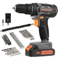Cordless Drill Set 20V 3/8" Keyless Chuck 2 Variable Speed Orange G947