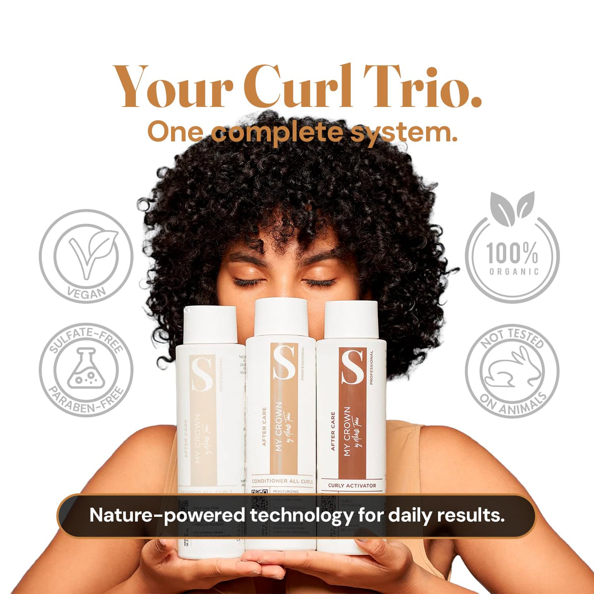Curly Hair Shampoo Conditioner & Curl Cream Kit, 3x16.9oz E144134