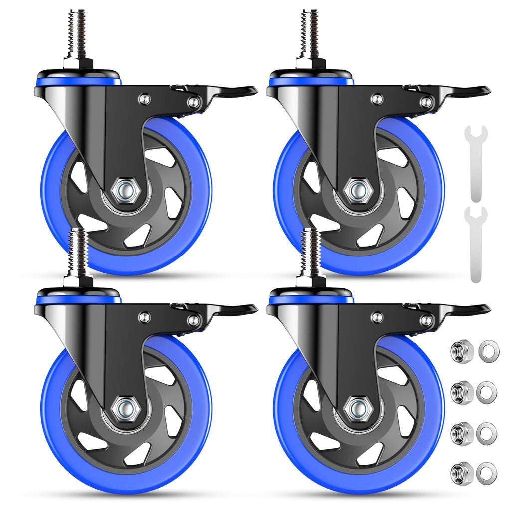 4 Inch Heavy Duty Threaded Stem Caster Set of 4 N408