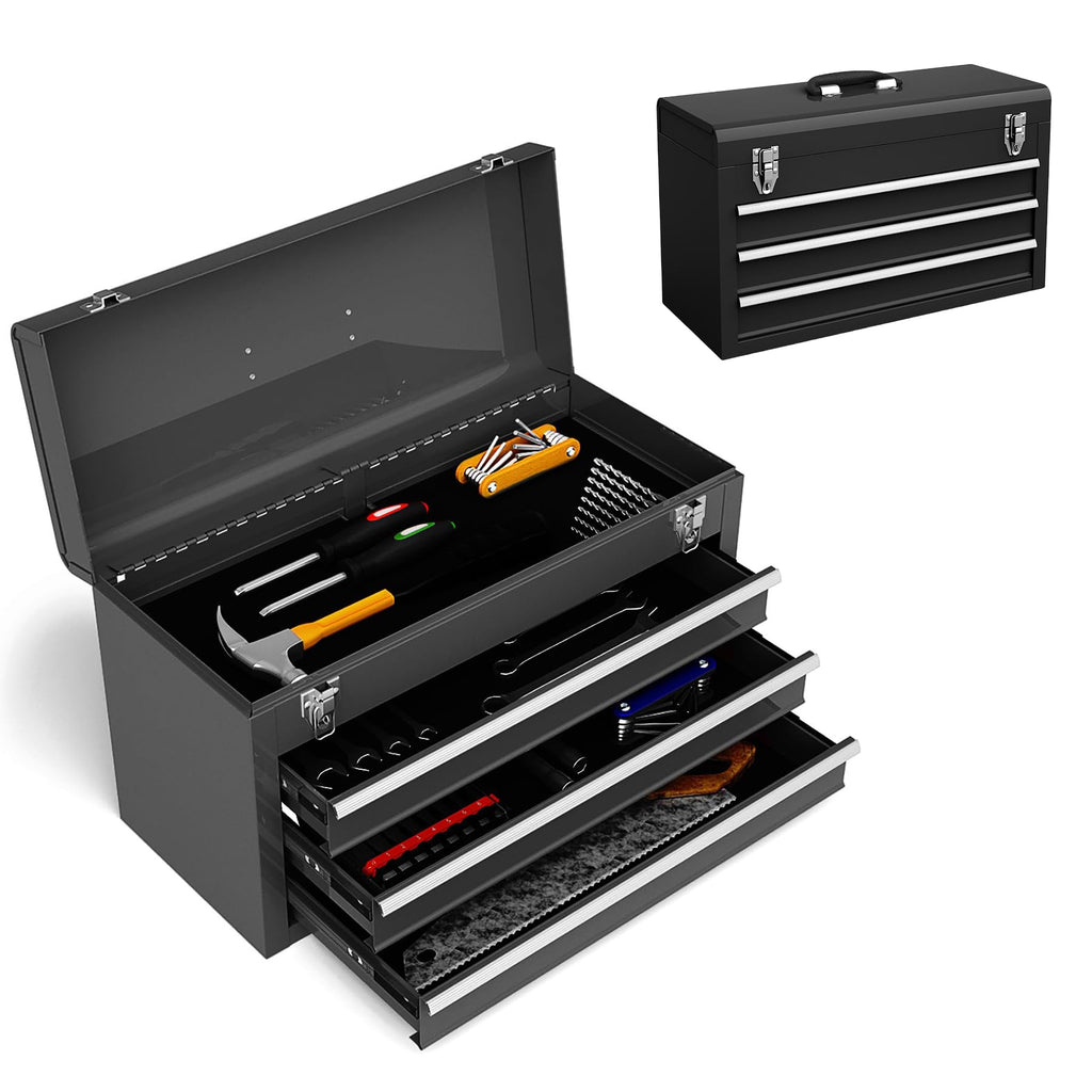 Portable Metal 3 Drawer Lockable Tool Box V342