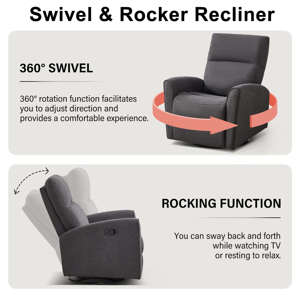 Manual Chenille Swivel Rocker Recliner L95222