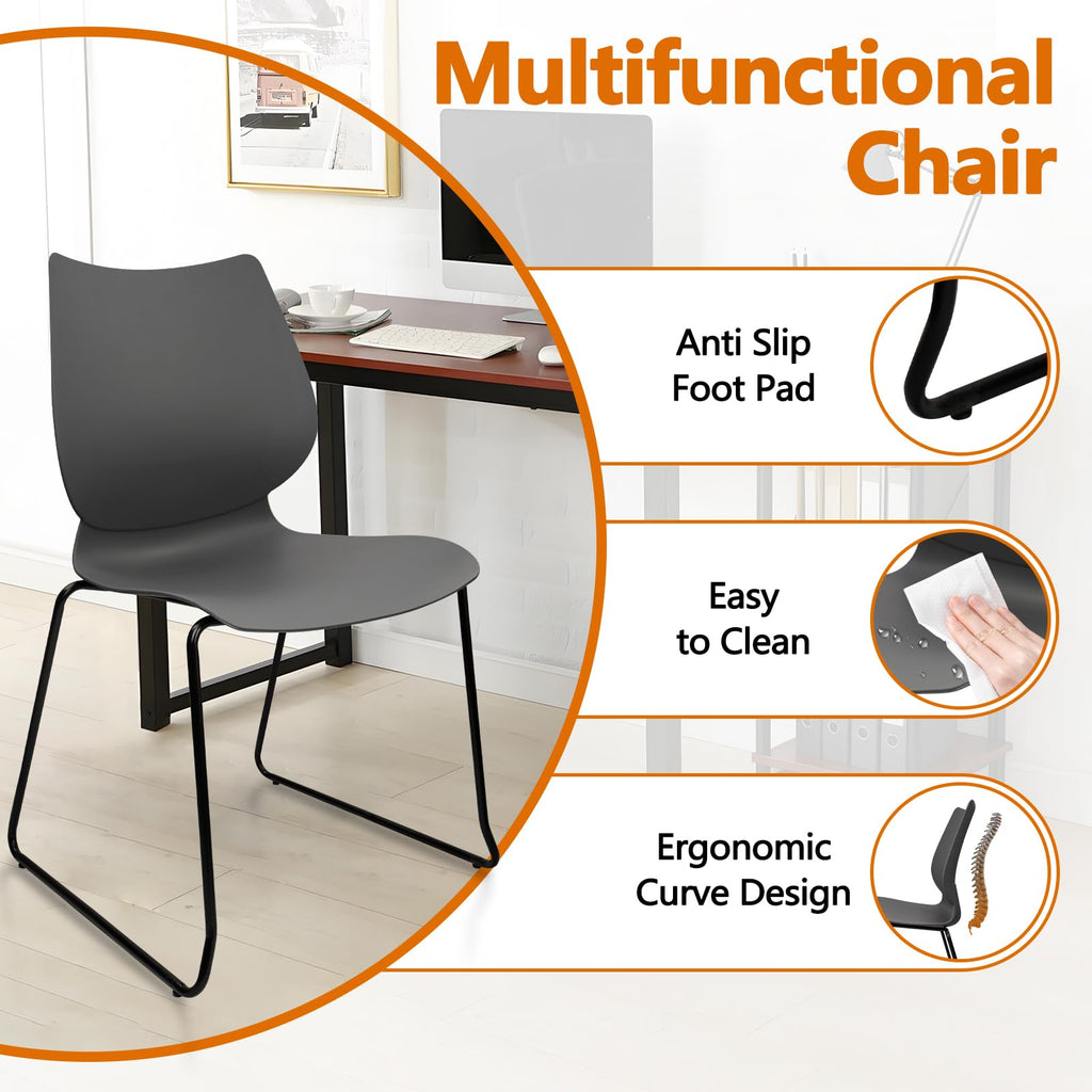 Grey Stacking Plastic Office Chairs Set of 12 X901217
