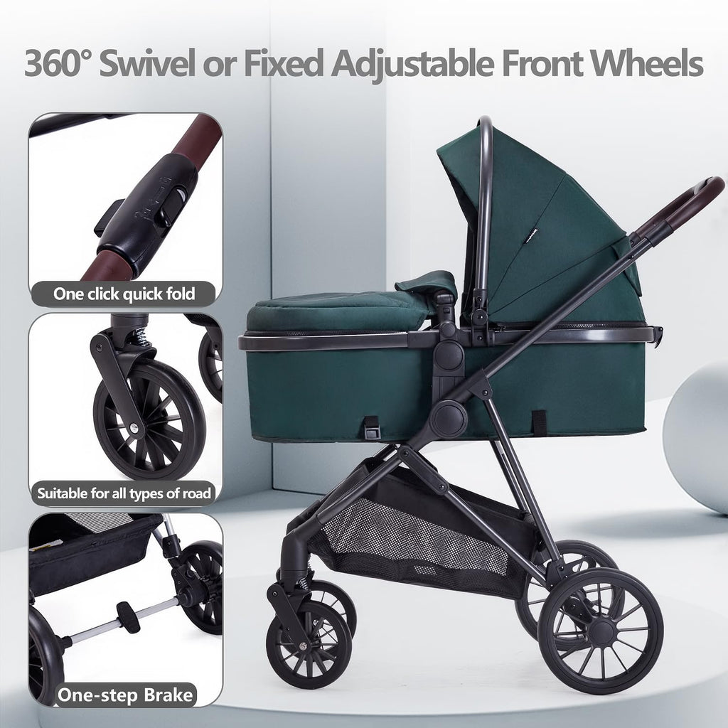 2 in 1 Convertible Reversible Seat Foldable Aluminum Alloy Stroller O32709