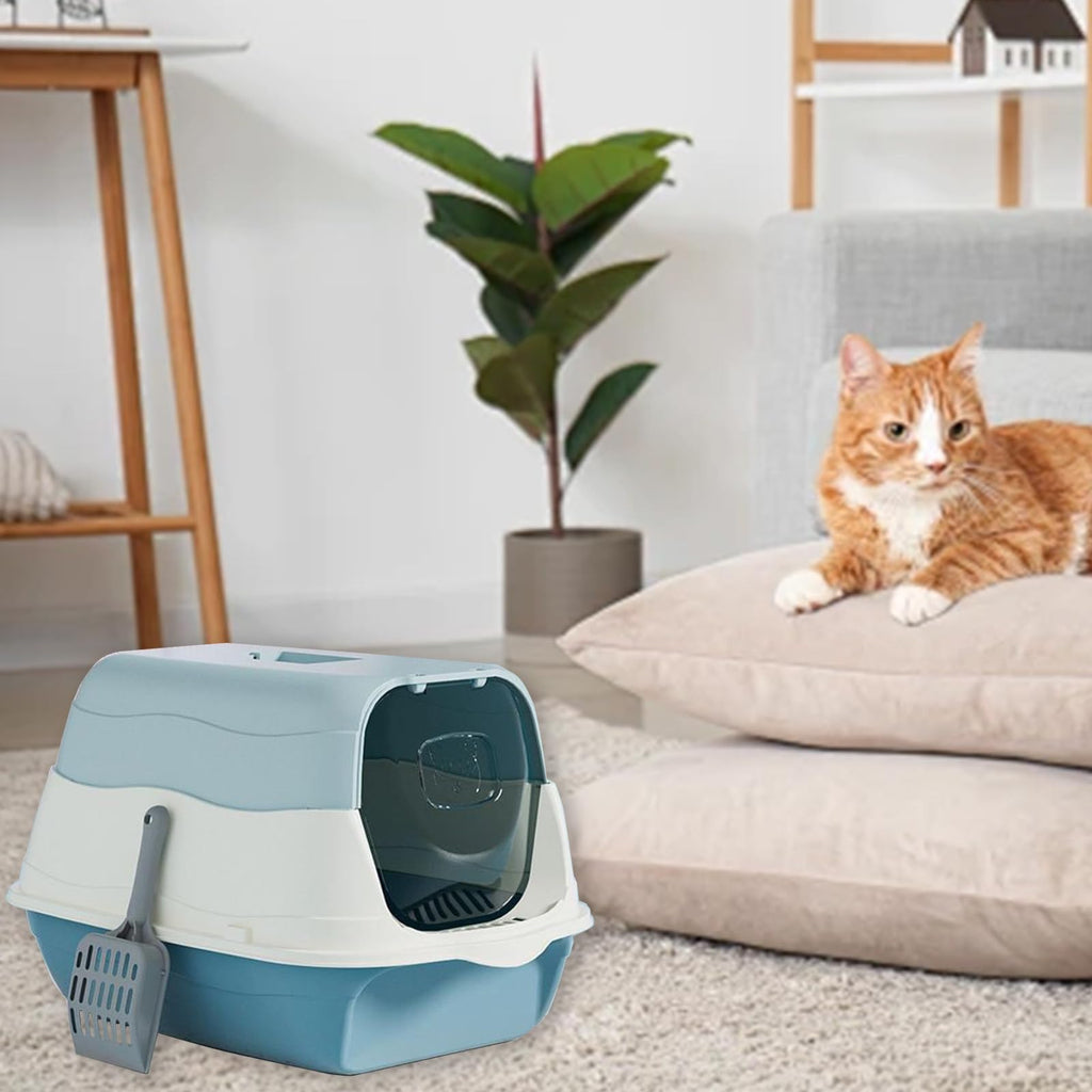 Enclosed Cat Litter Box with Lid and Scoop Q74145