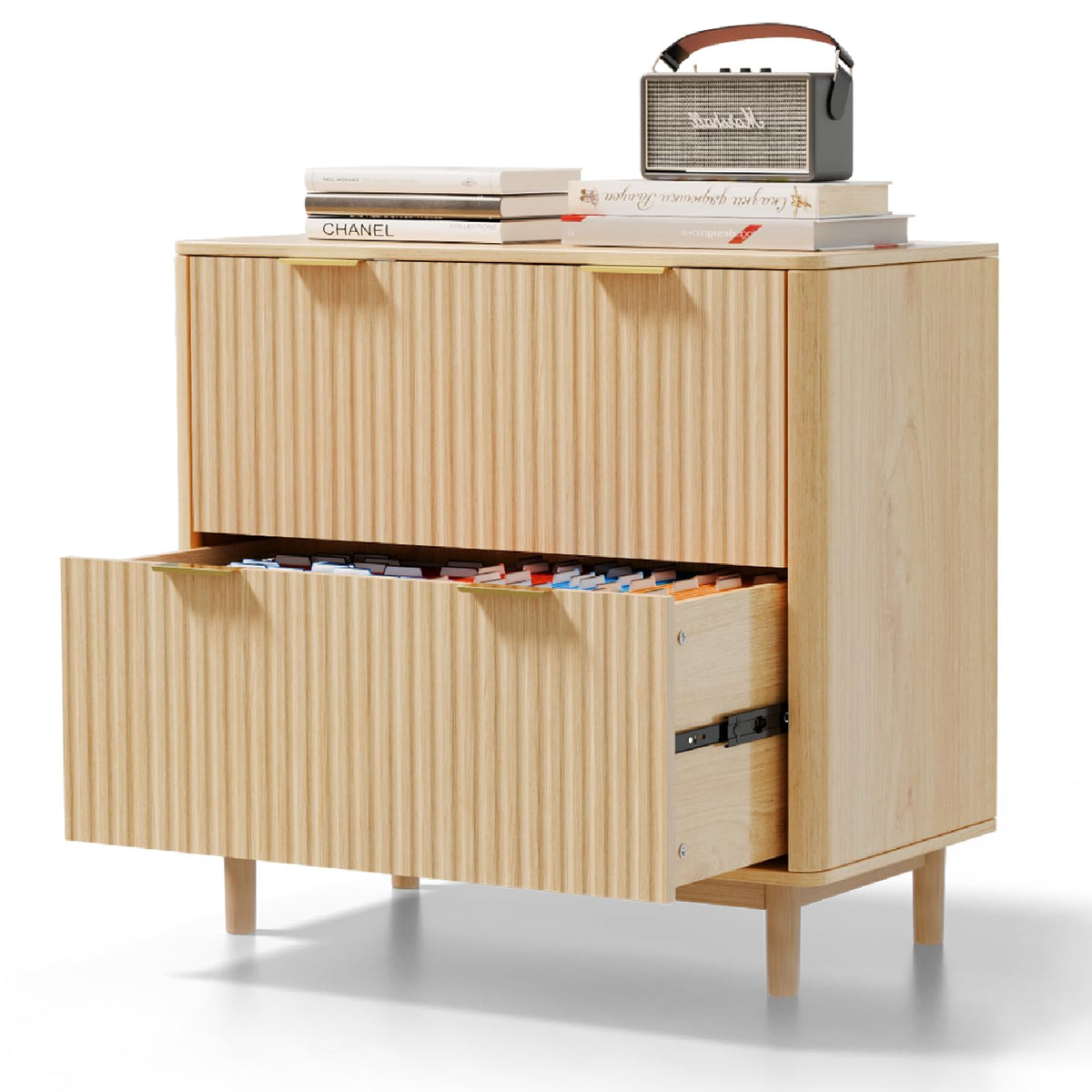 2 Drawer Wood File Cabinet Q336