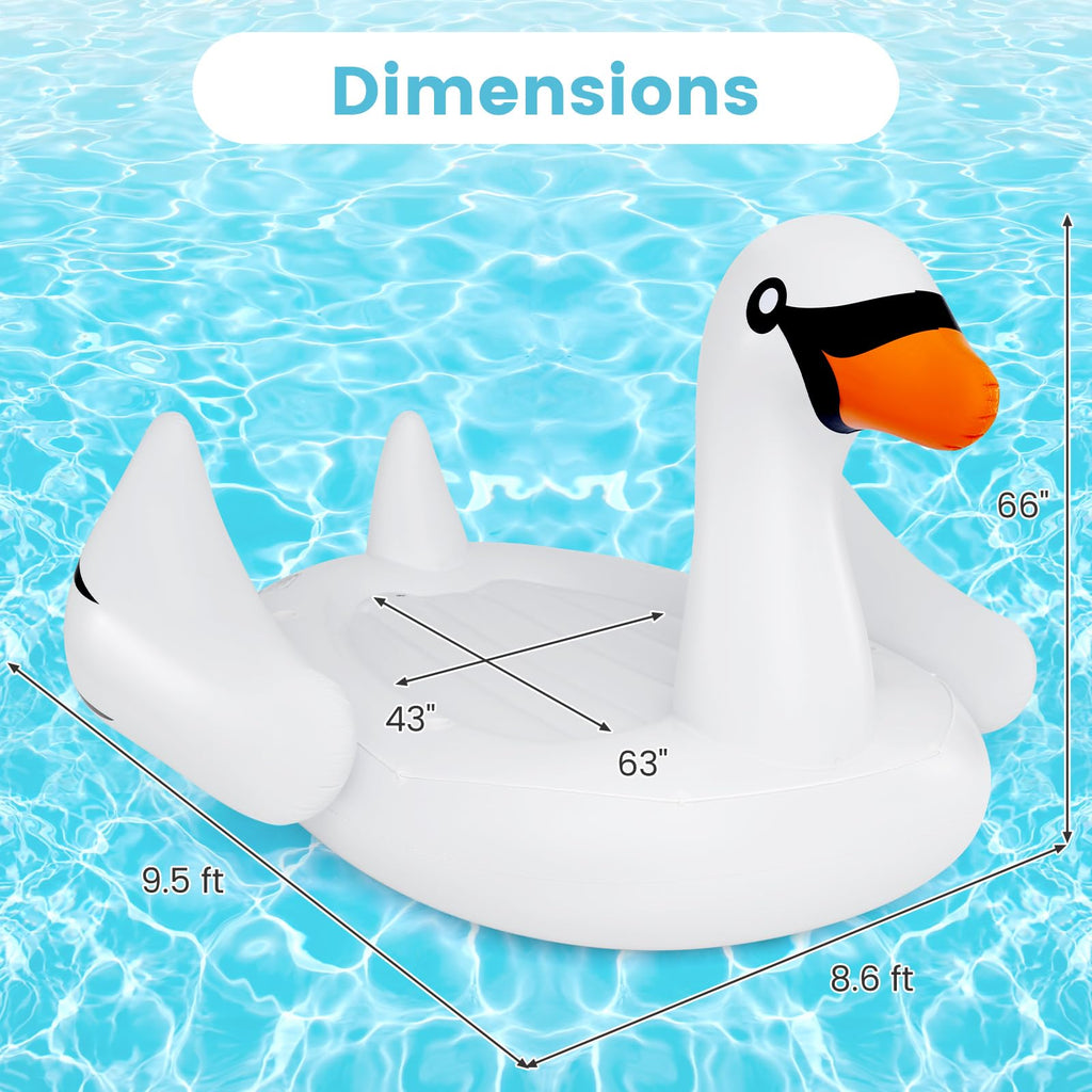 Giant Inflatable Swan Pool Float with 4 Cup Holders Q98569
