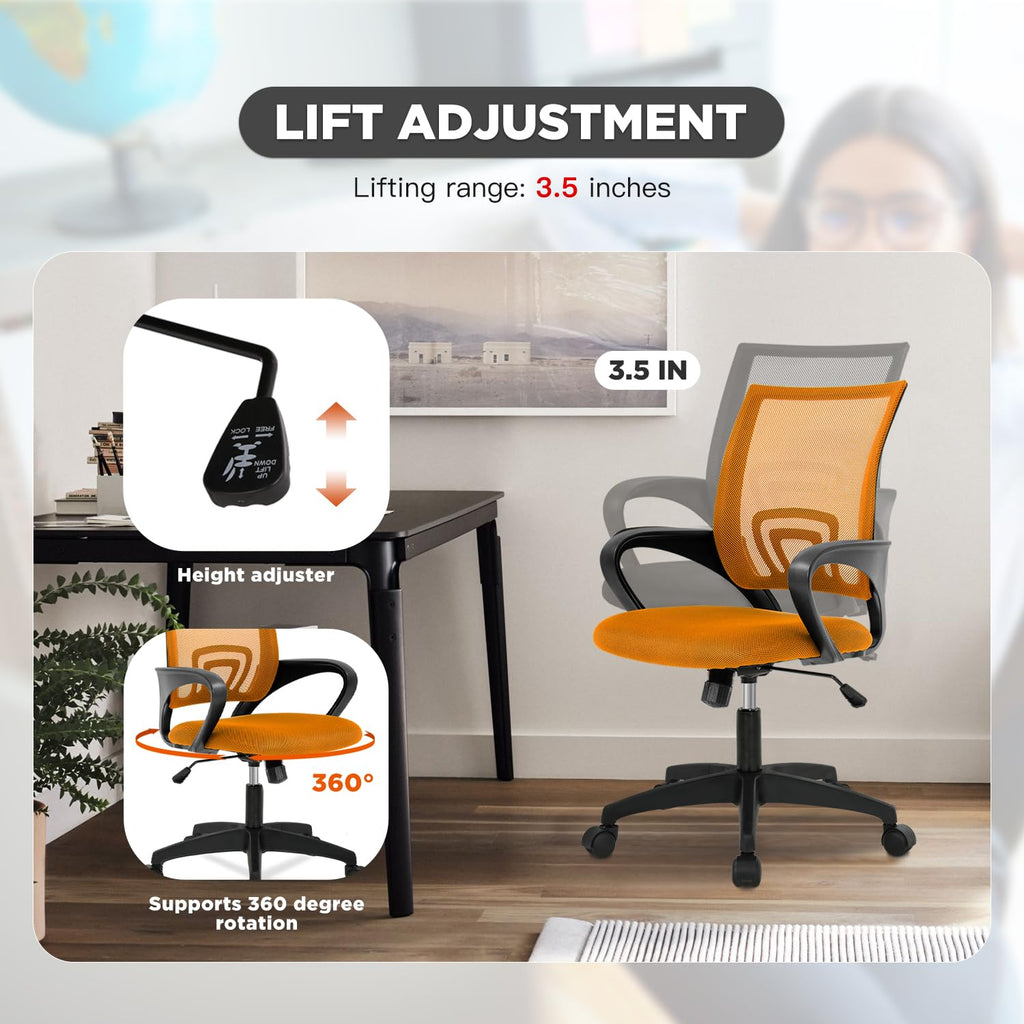 2 Pack Orange Mesh Adjustable Office Chair S753