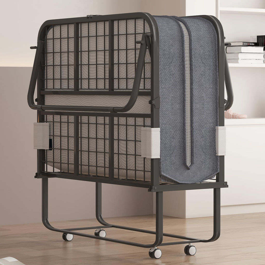 Twin Size Folding Bed with 4 Inch Foam Mattress Q563
