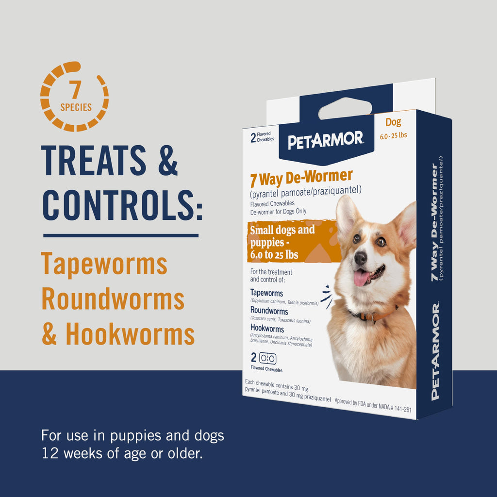 Dog Dewormer Small 6-25 lbs 2-Count Chewable D58103