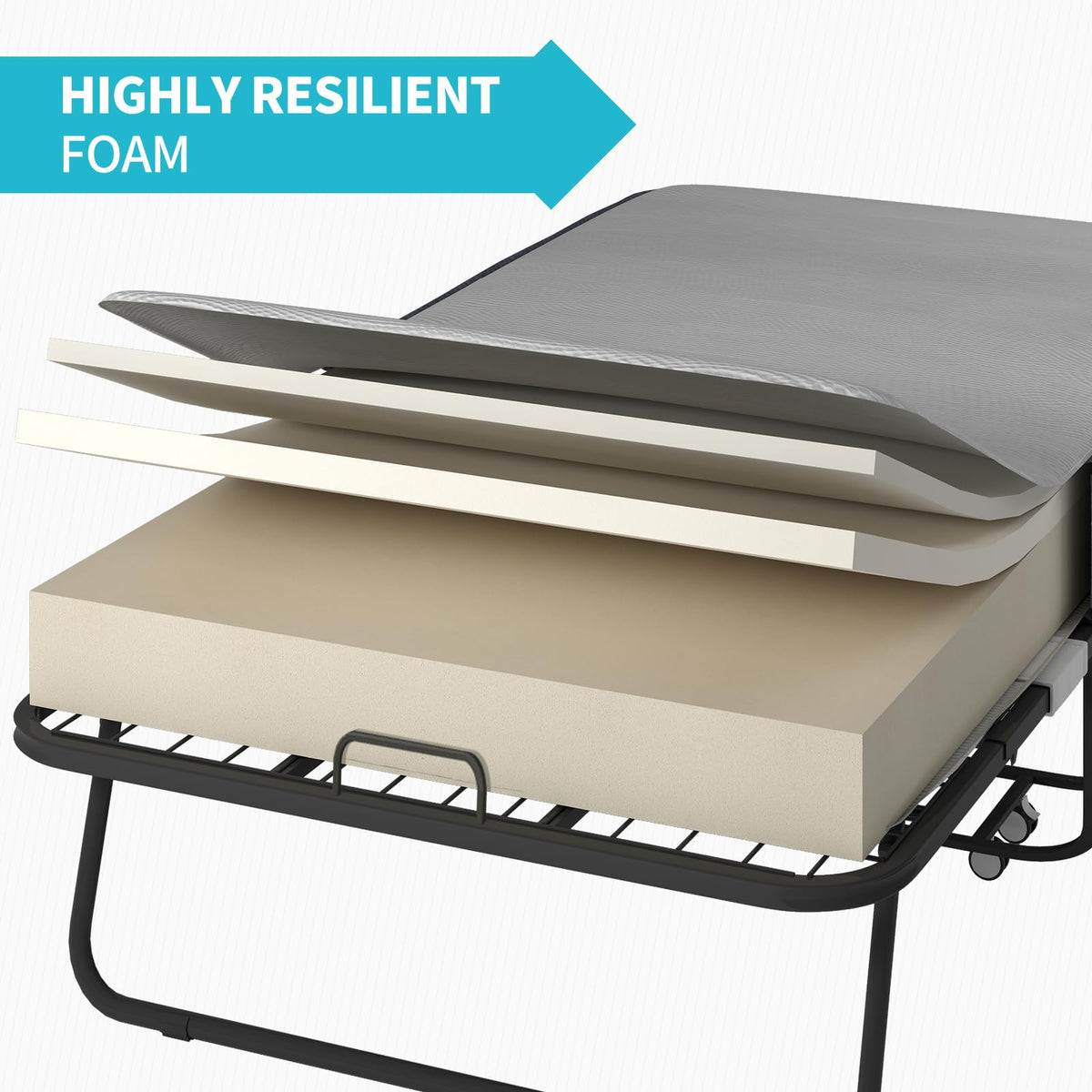 Twin Size Folding Bed with 4 Inch Foam Mattress Q563