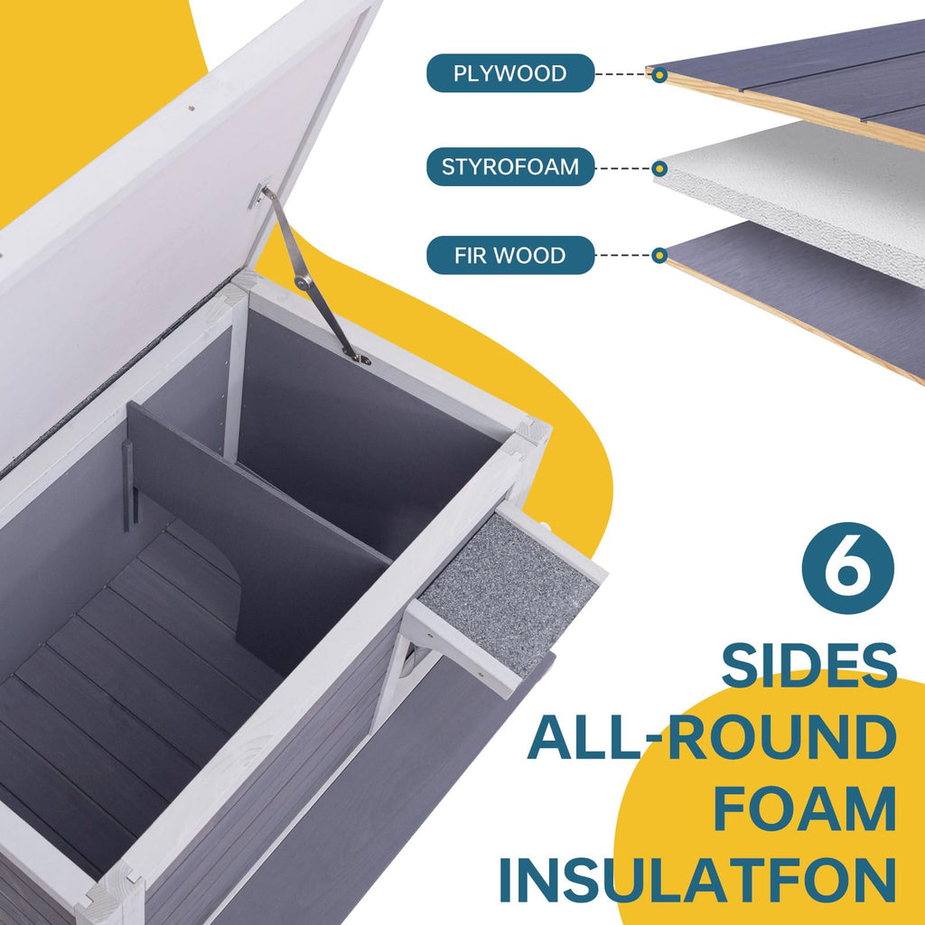 Weatherproof Outdoor Cat House with Elevated Floor B1291