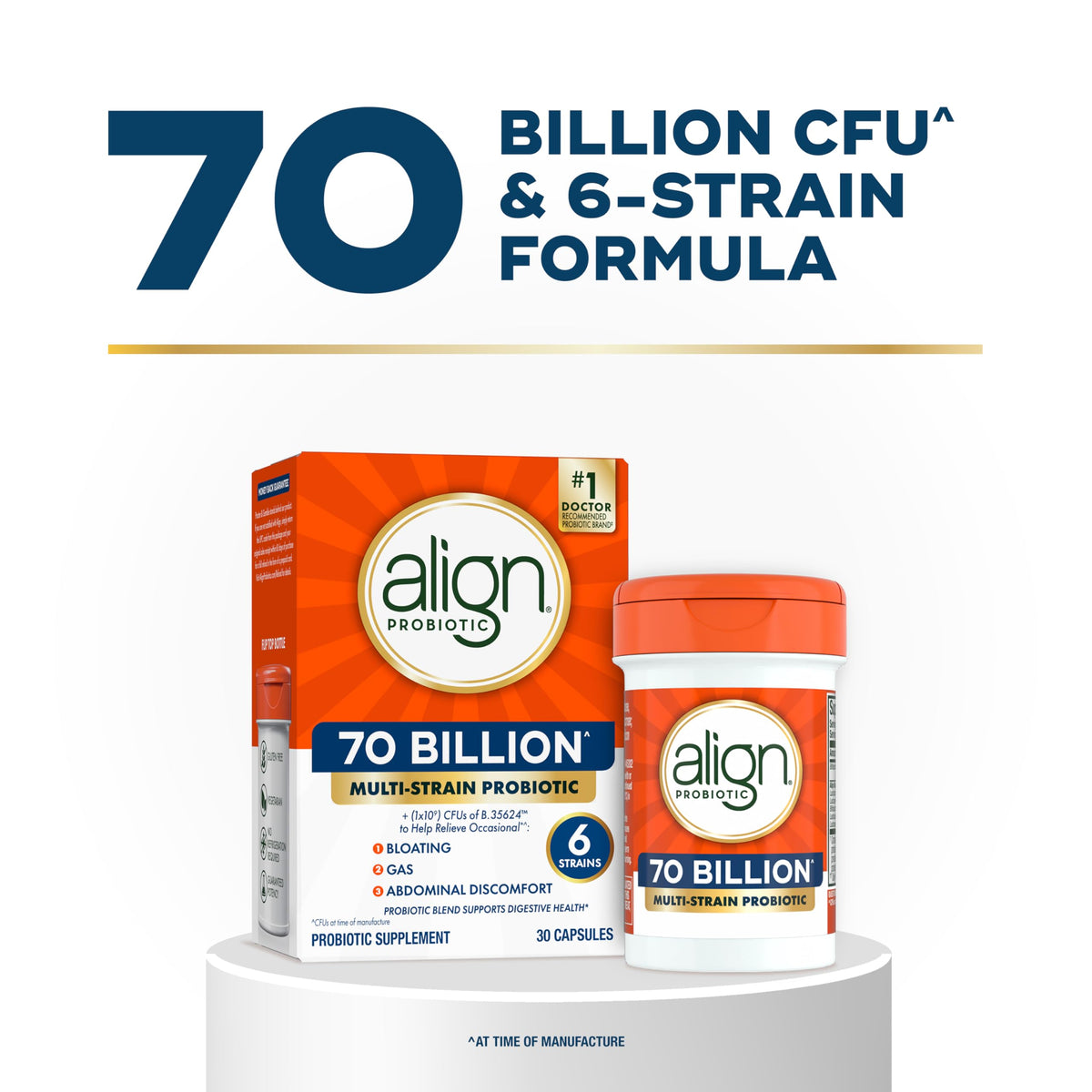 70 Billion CFU 6 Strain Blend Probiotic 30 Capsules P1622