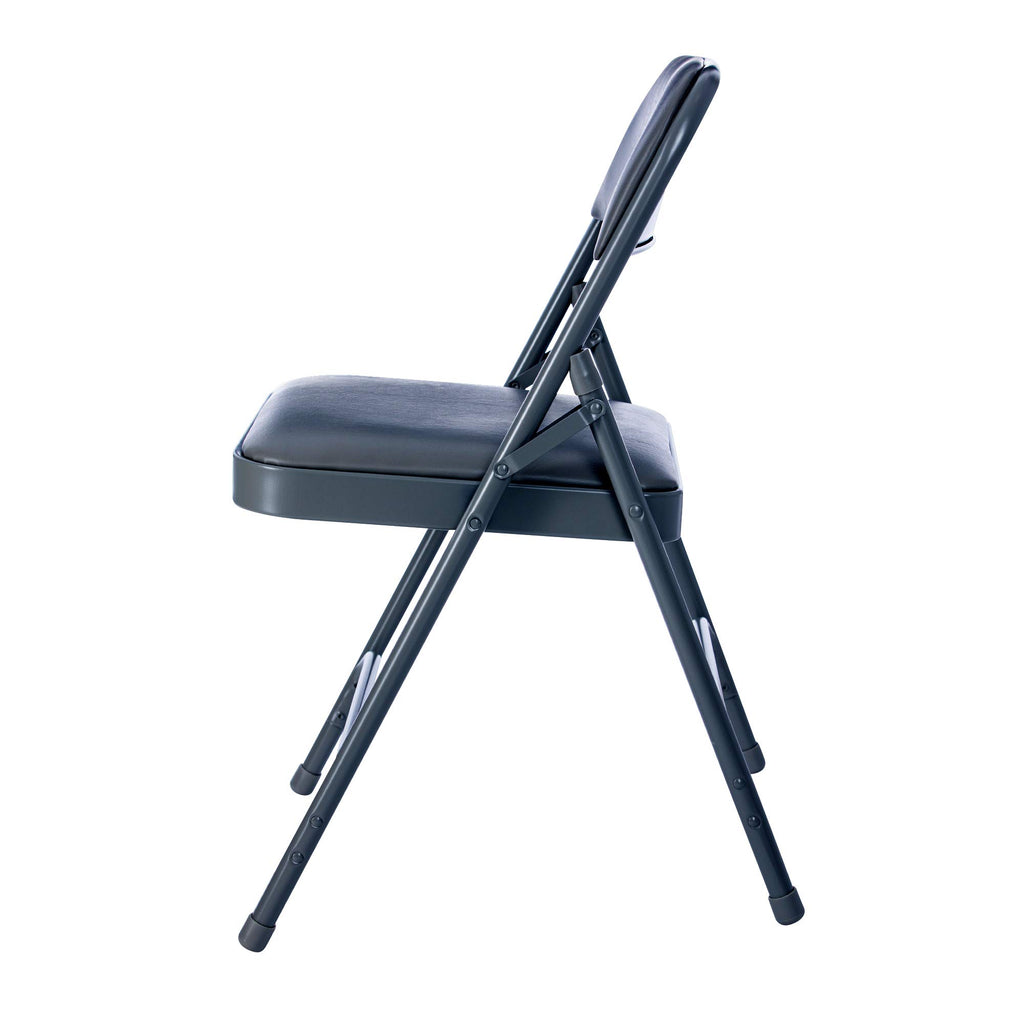 Blue Vinyl Cushioned Folding Chairs with Steel Frame, 4-Pack I556374
