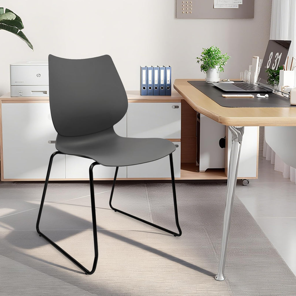 Grey Stacking Plastic Office Chairs Set of 12 X901217