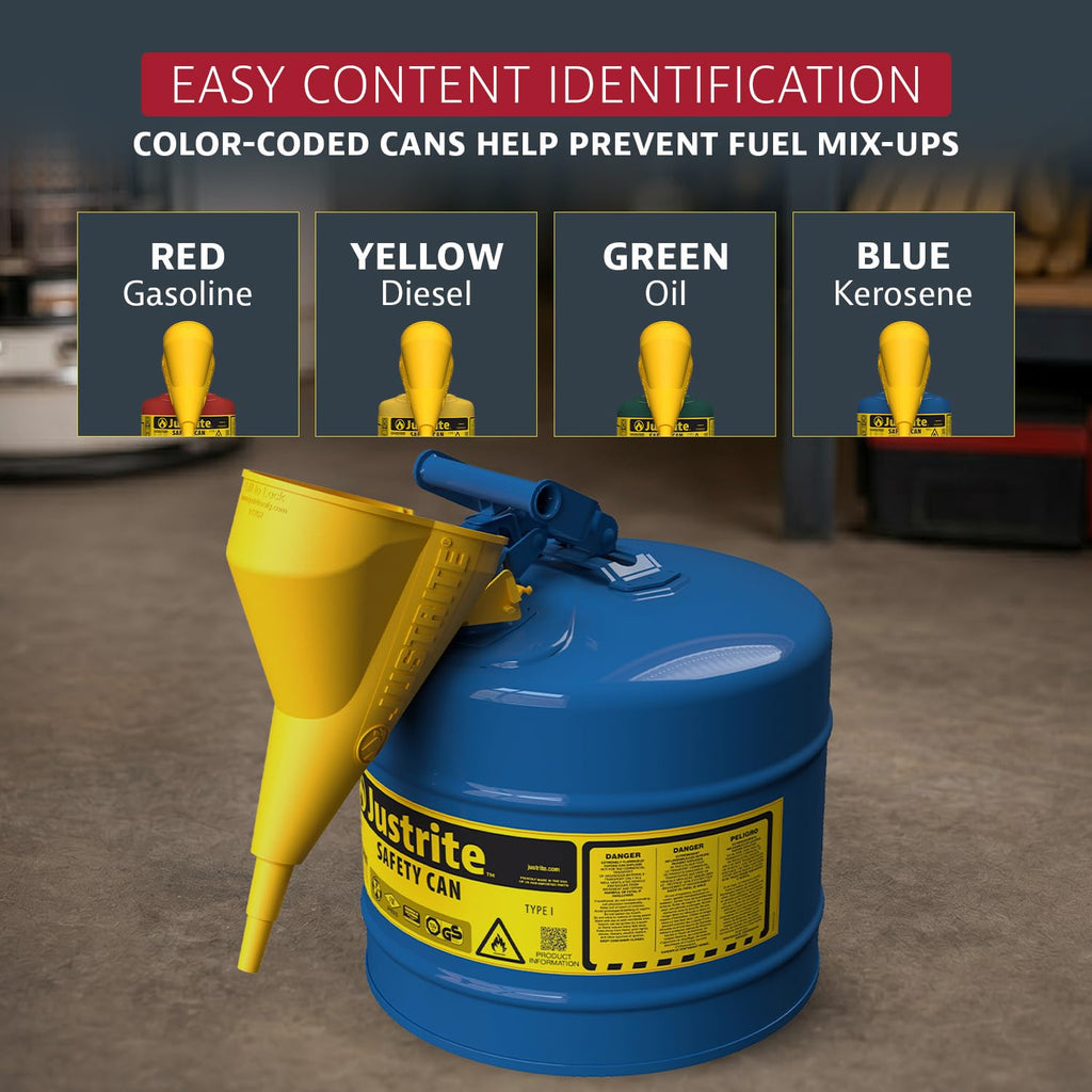 Blue Galvanized Steel Kerosene Safety Can E40454