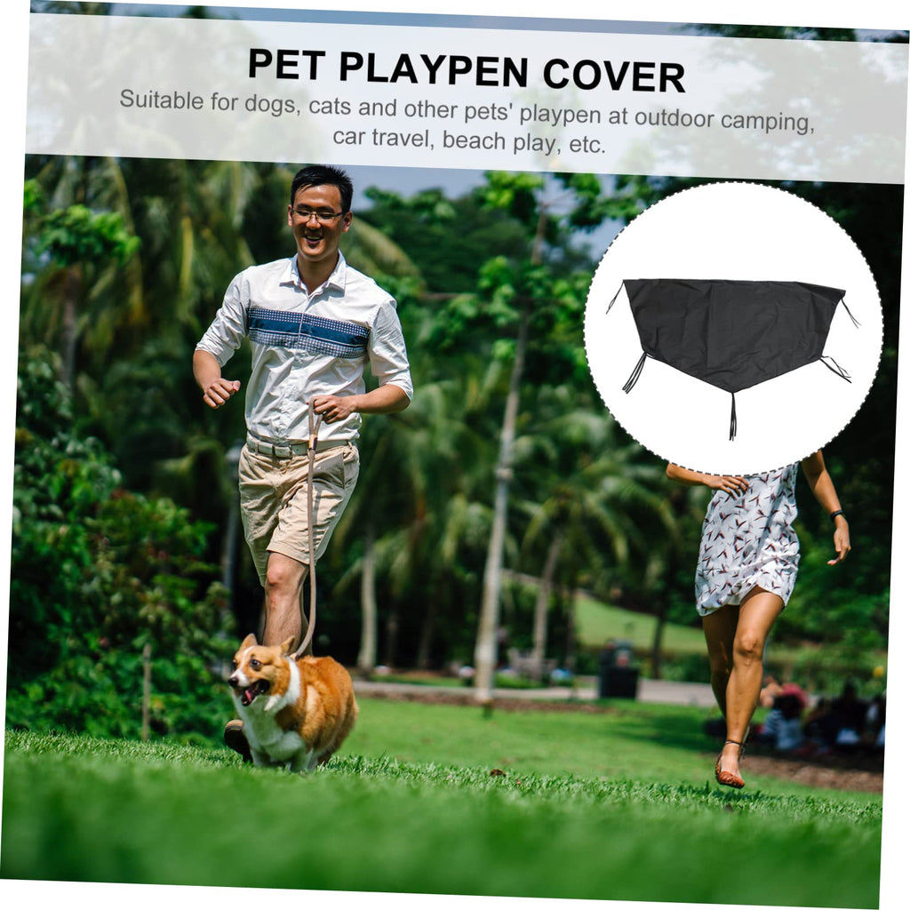 Waterproof Sunproof Dog Playpen Roof Cover 210D Oxford Cloth Black Z467