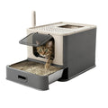 XL Enclosed Stainless Steel Cat Litter Box with Pull-Out Drawer O363010