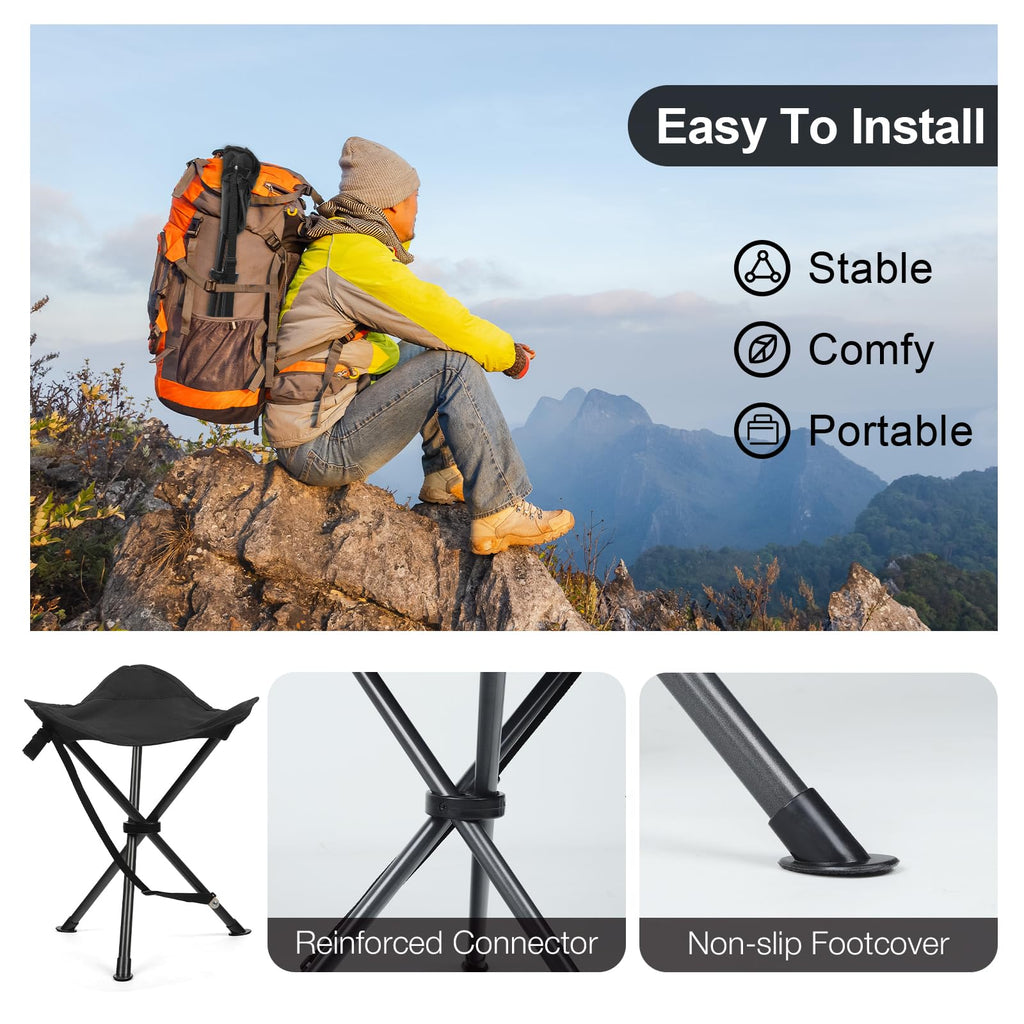 18" Black 3 Legs Folding Tripod Stool O65607