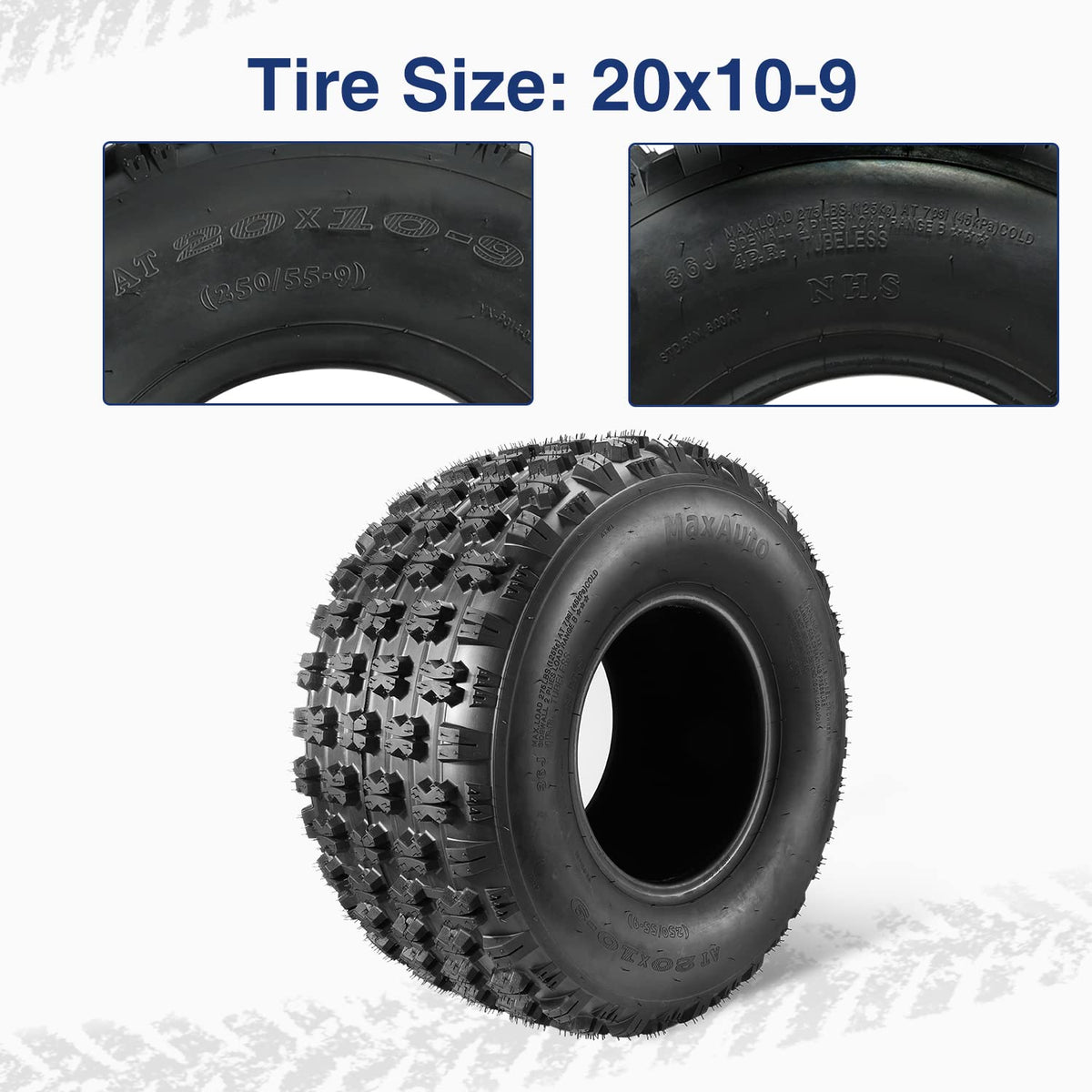 Set of 4 Sport ATV Tires 22x7-10 Front & 20x10-9 Rear 4PR A346451