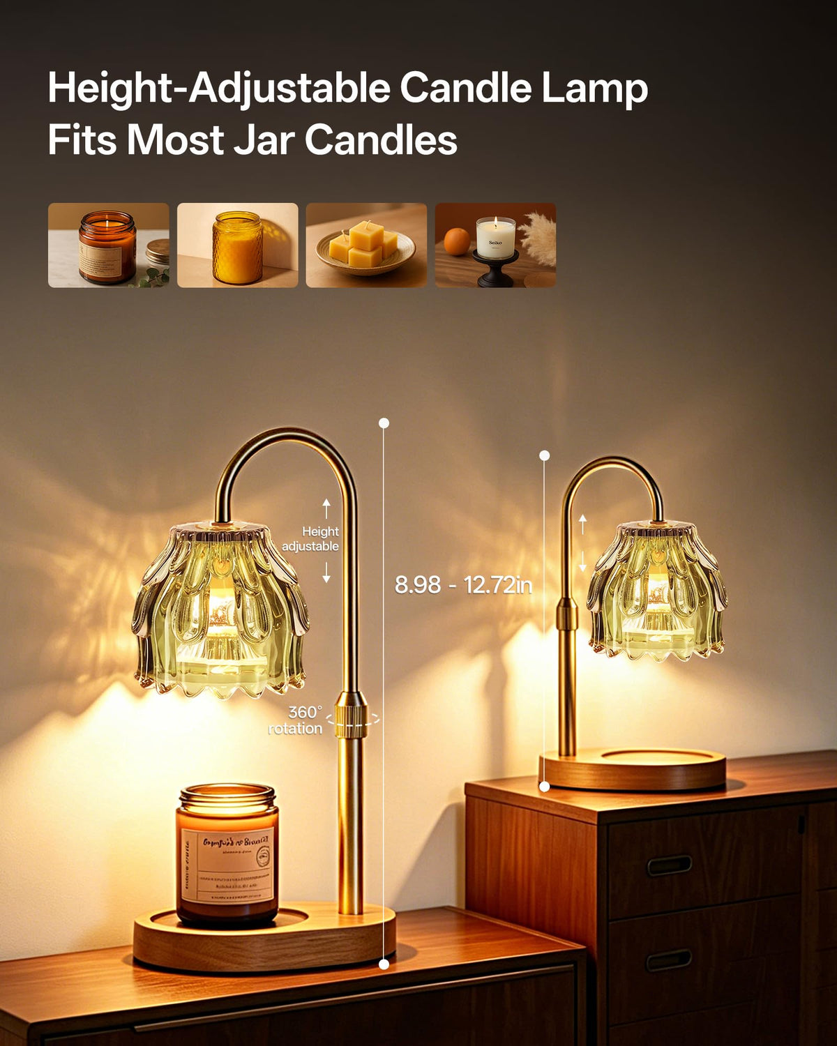 Adjustable Height Green Candle Warmer Lamp U88725
