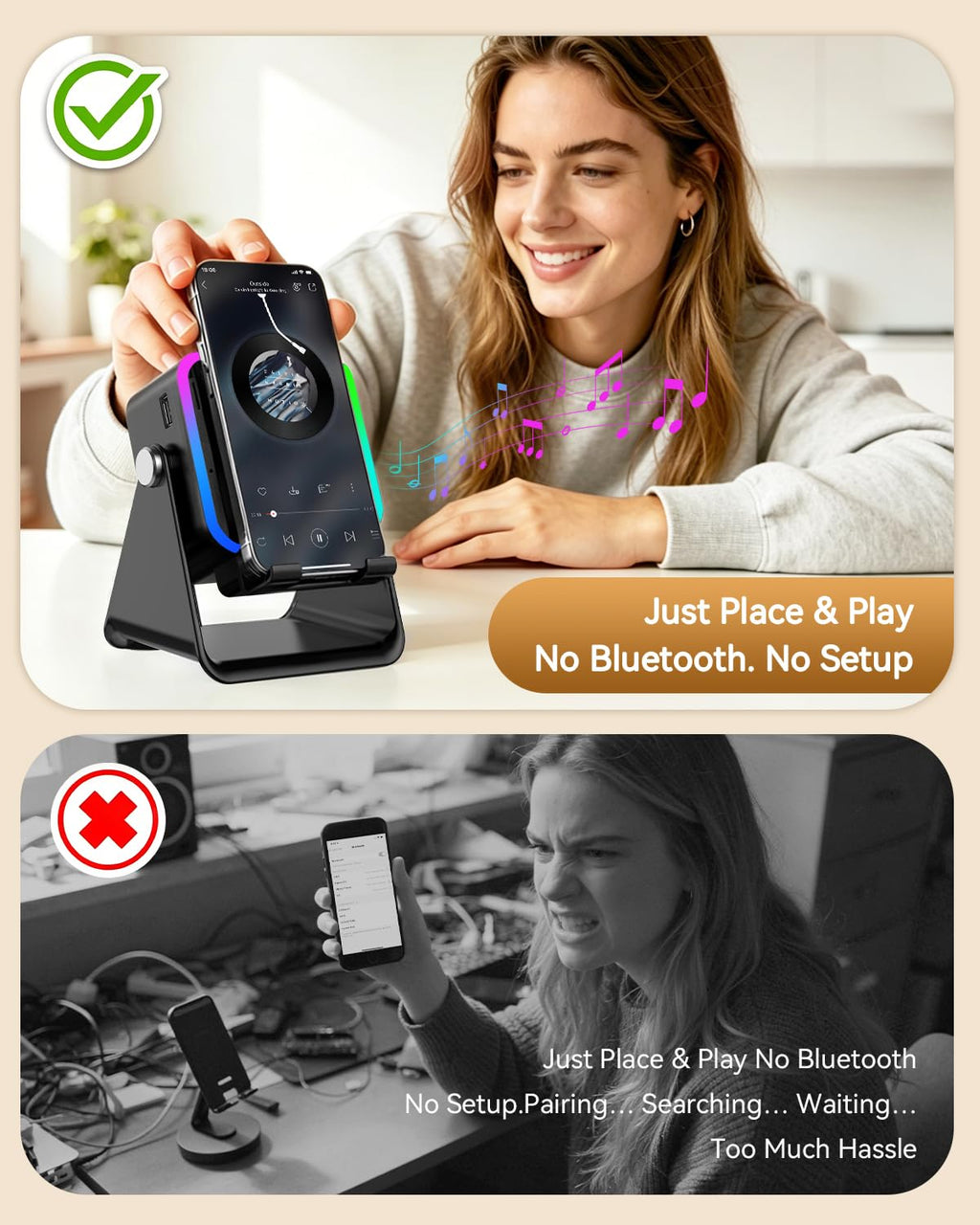 Wireless Induction Speaker with Phone Stand F200