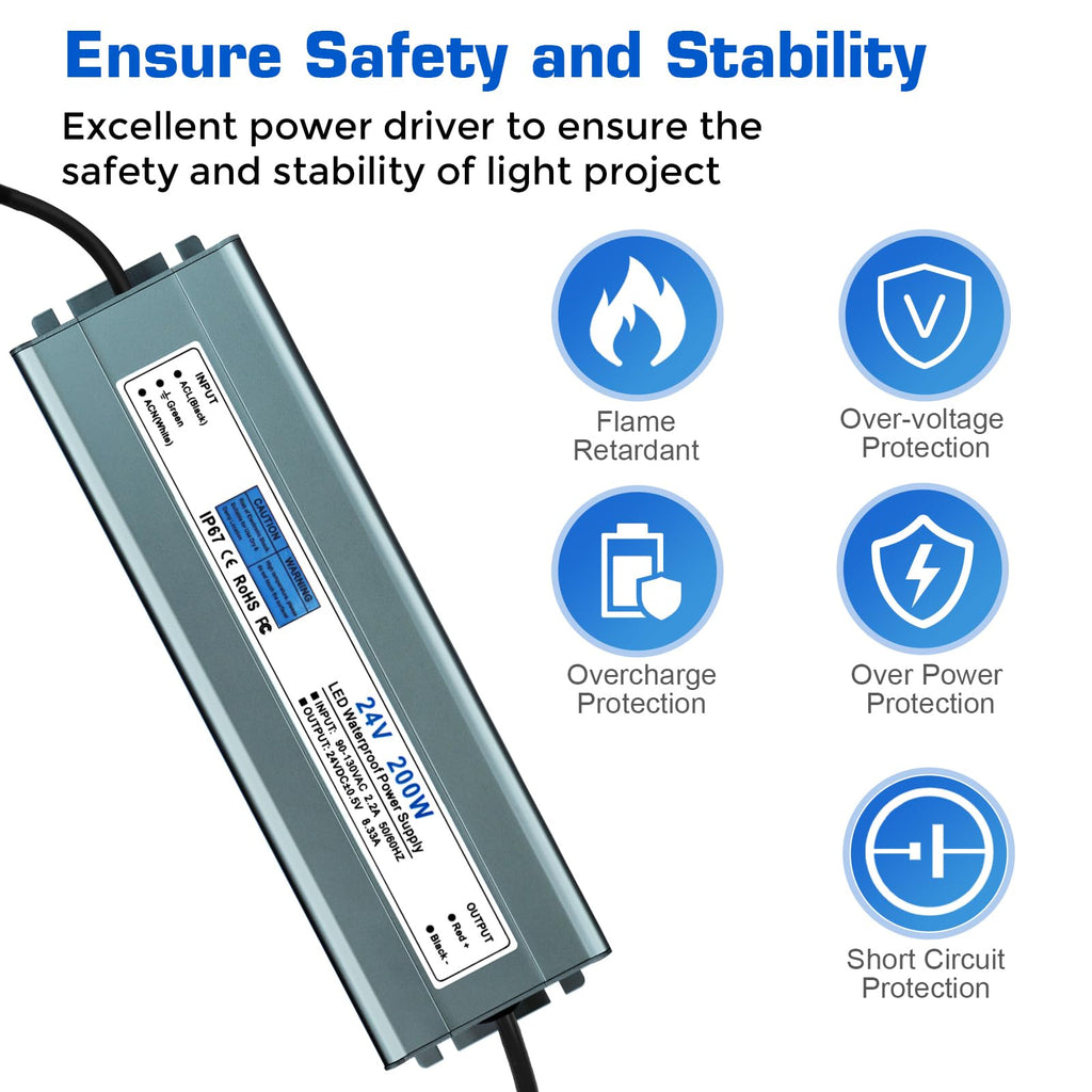 24V 200W IP67 Waterproof LED Power Supply U2228