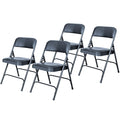 Blue Vinyl Cushioned Folding Chairs with Steel Frame, 4-Pack I556374