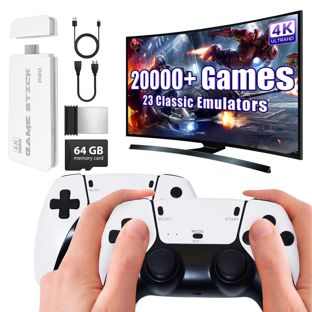 Wireless Retro Gaming Console Game Stick with 4K HDMI Output and 2 Wireless Controllers E2664