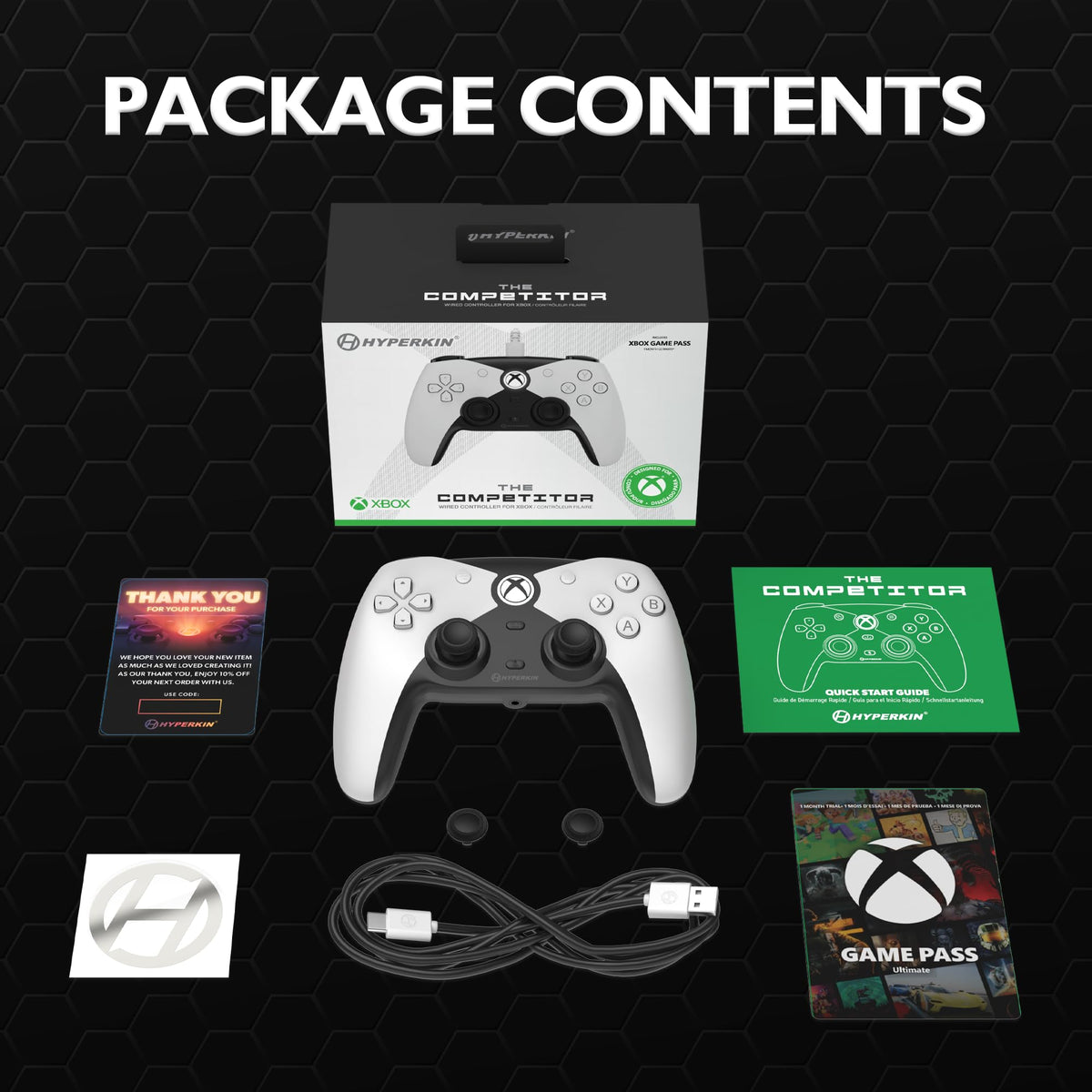 White Wired Controller with Hall Effect Joysticks O70145