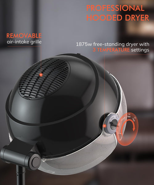 1875W Ionic Hooded Hair Dryer with 3 Temperature Settings R8931