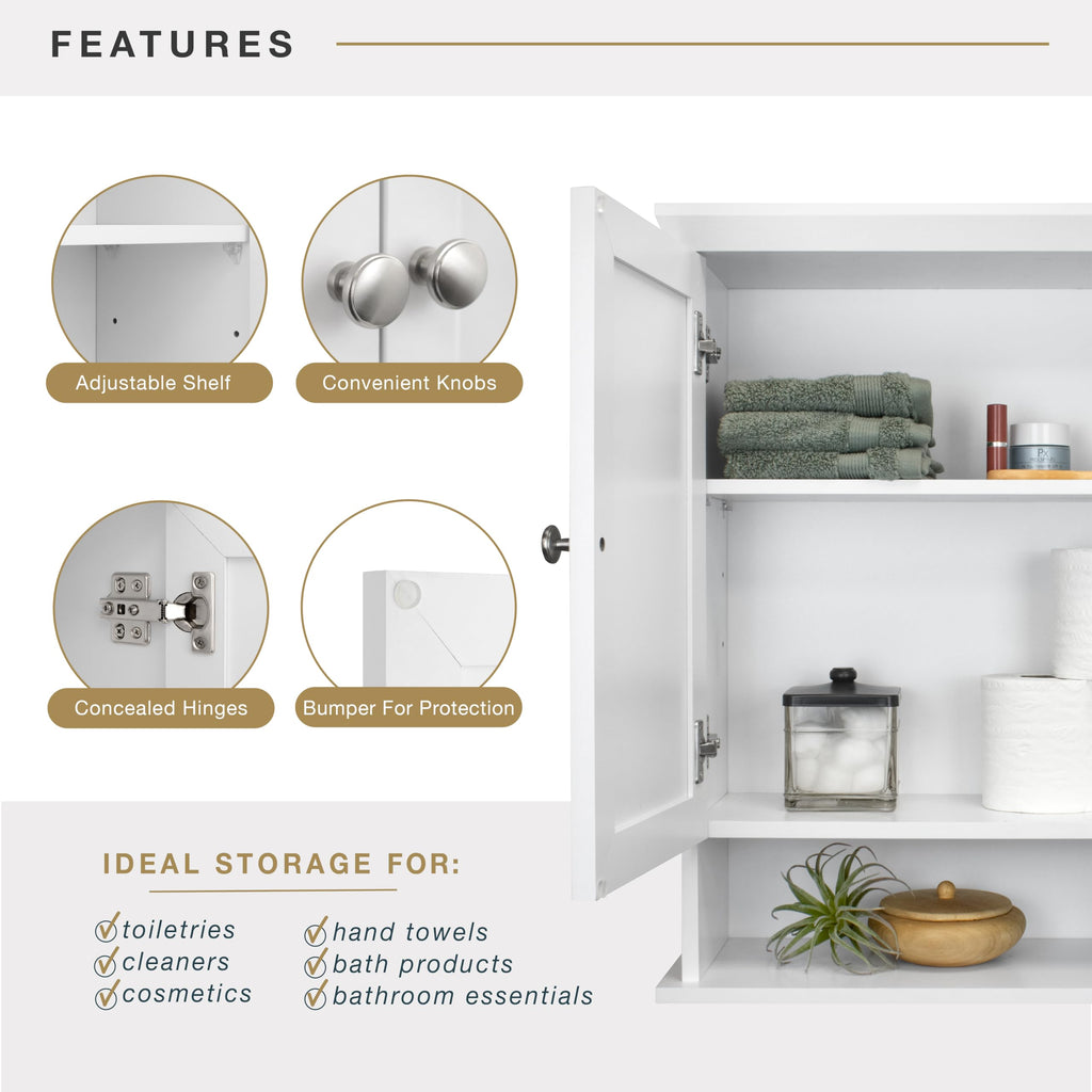 White Wall Mounted Medicine Cabinet Organizer T53054