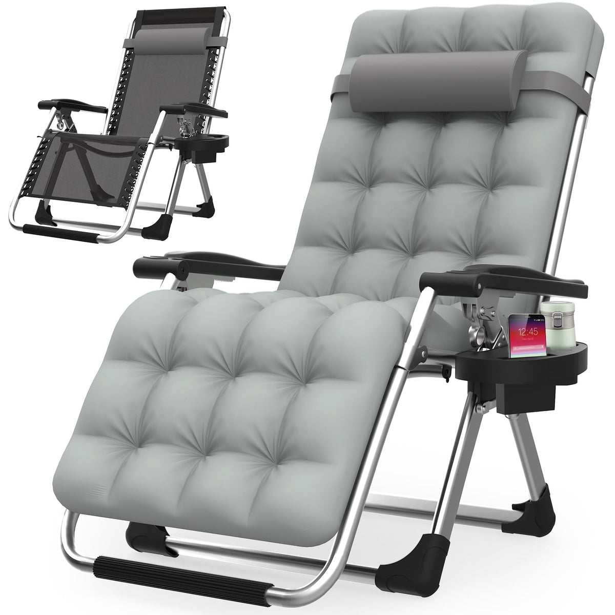 Zero Gravity Reclining Camping Lounge Chair with Cup Holder Z27868