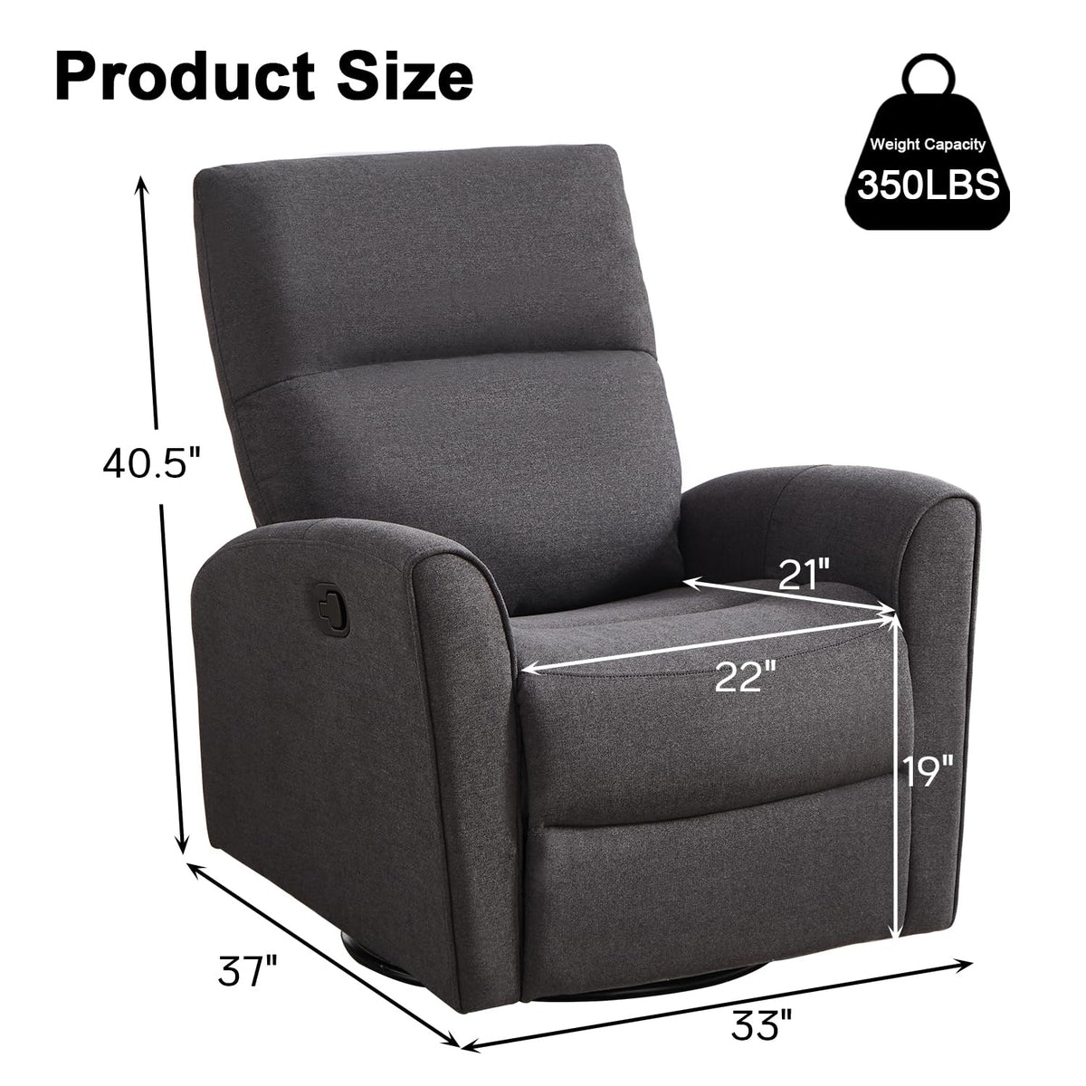 Manual Chenille Swivel Rocker Recliner L95222