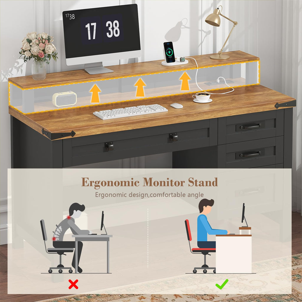 47" Computer Desk with Drawers D25621